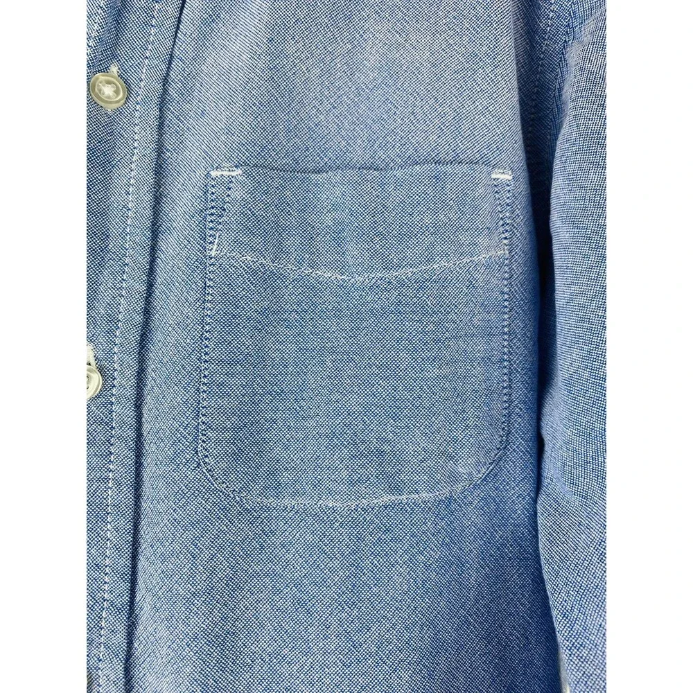 Childrens Place Boys Button Down Denim Shirt M 7/8 Blue Long Sleeve w/Pocket